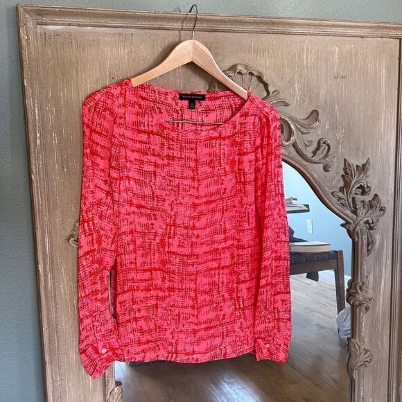 Banana Republic BLOUSE Size XS Long Sleeve Pink Red - Picture 1 of 3